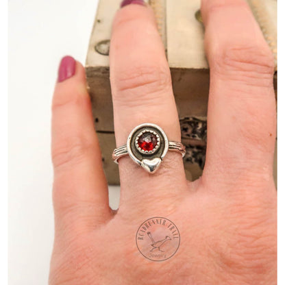 Garnet Sterling Silver Sweetheart Ring