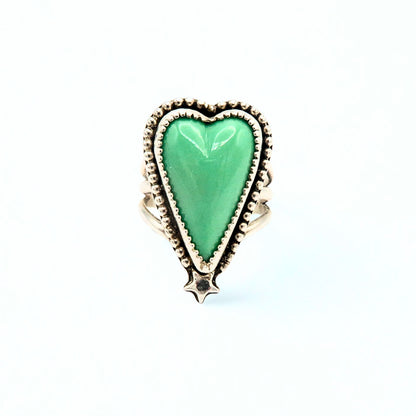 Green Variscite Sterling Silver Heart Ring