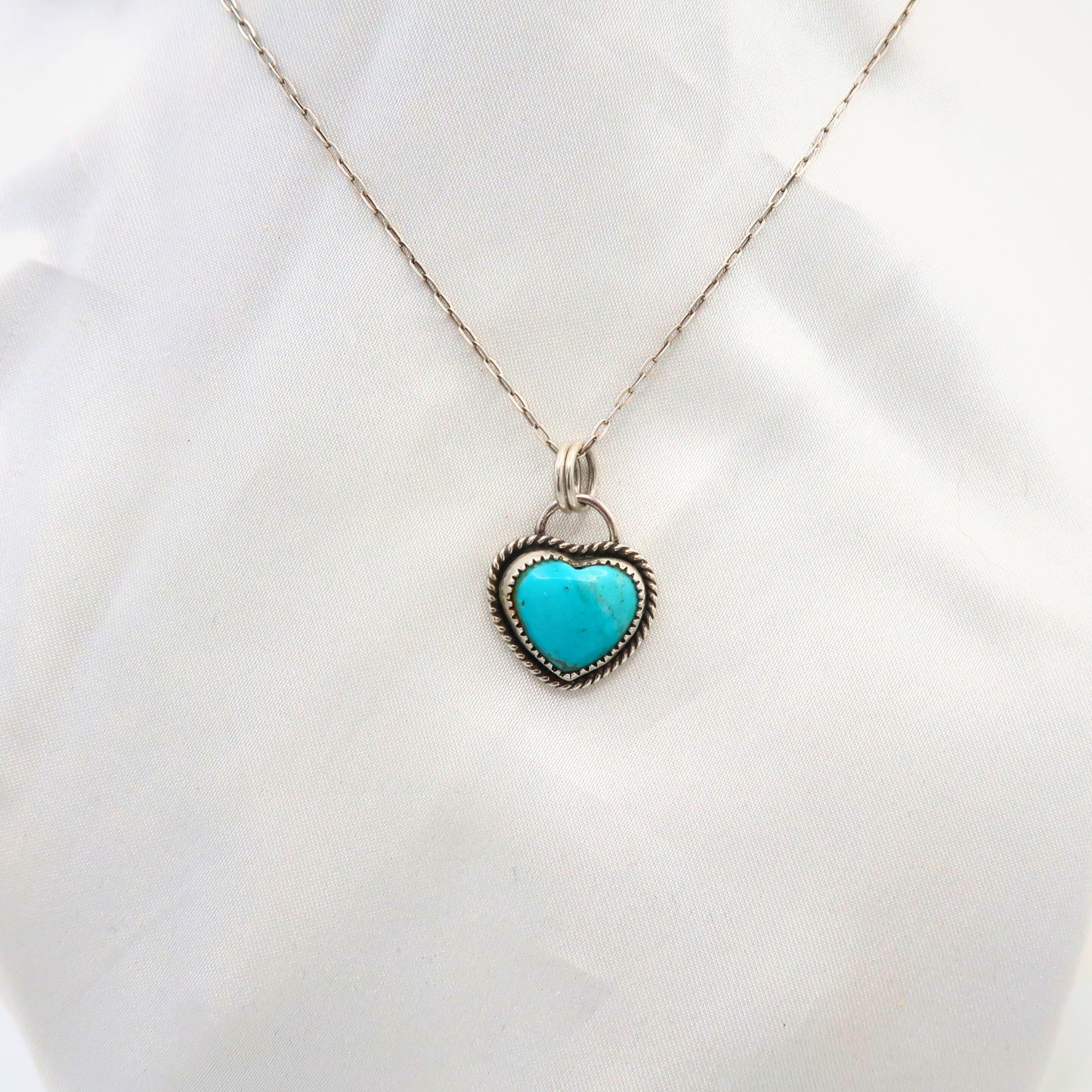 Kingman Turquoise Heart Sterling Silver Necklace