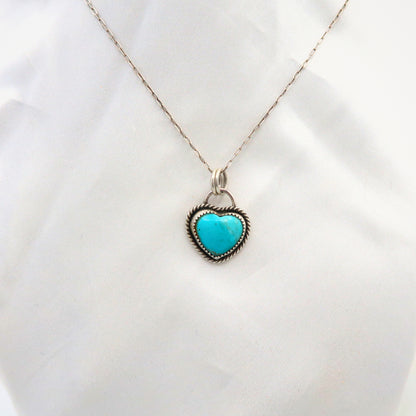 Kingman Turquoise Heart Sterling Silver Necklace