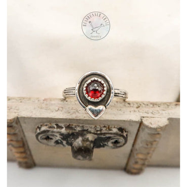 Garnet Sterling Silver Sweetheart Ring