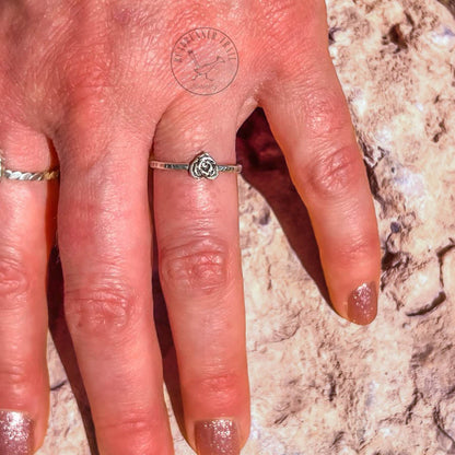 Sterling Silver Rose Heart Dainty Ring