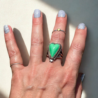 Green Variscite Sterling Silver Heart Ring