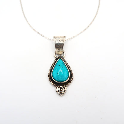 Turquoise Sterling Silver Rose Pendant