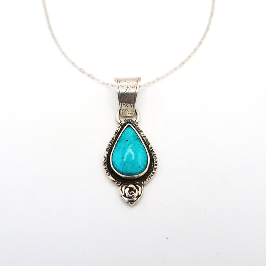 Turquoise Sterling Silver Rose Pendant