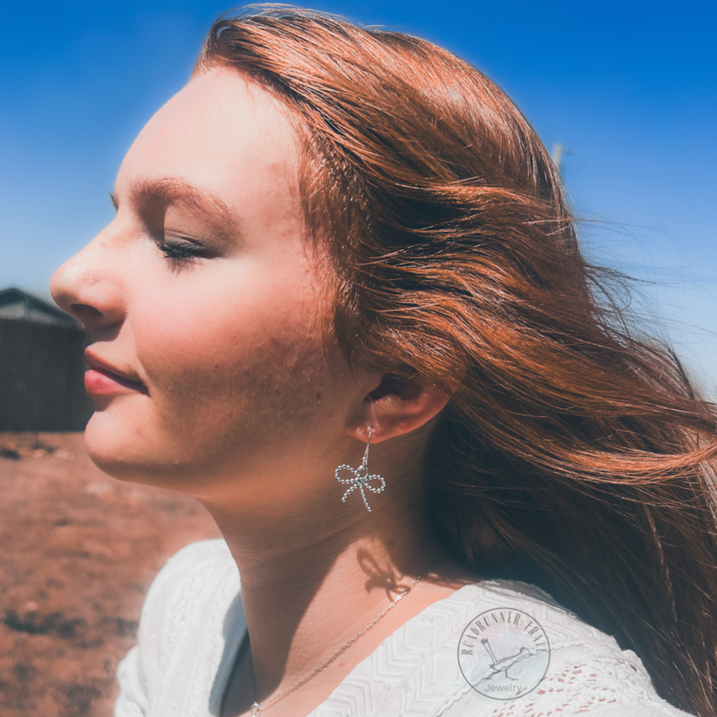 Sterling Silver Beaded Bow Earrings