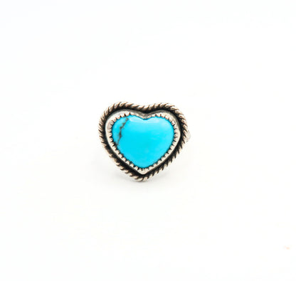Kingman Turquoise Heart Sterling Silver Ring