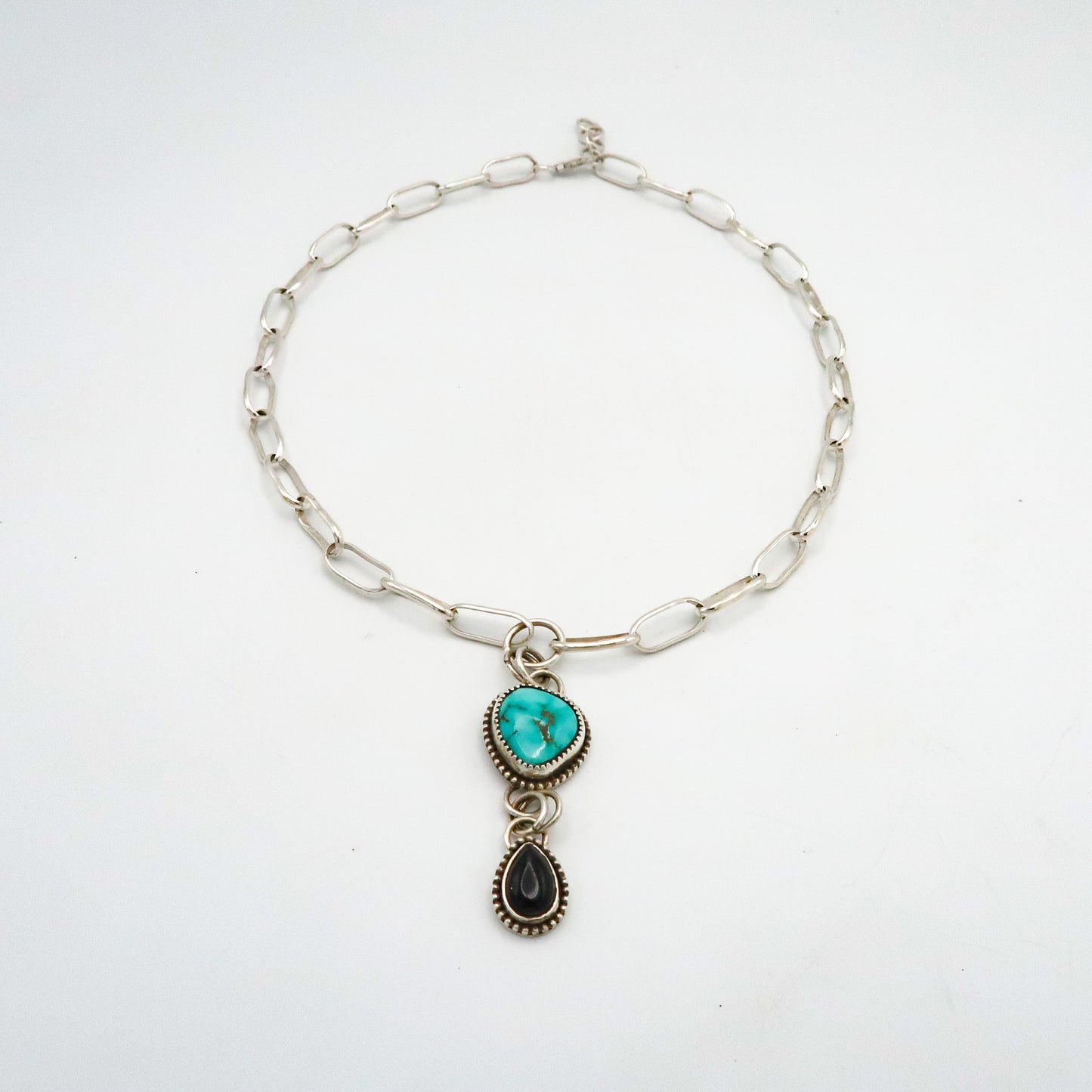 Sonoran Gold Turquoise and Onyx Statement Necklace | Sterling Silver