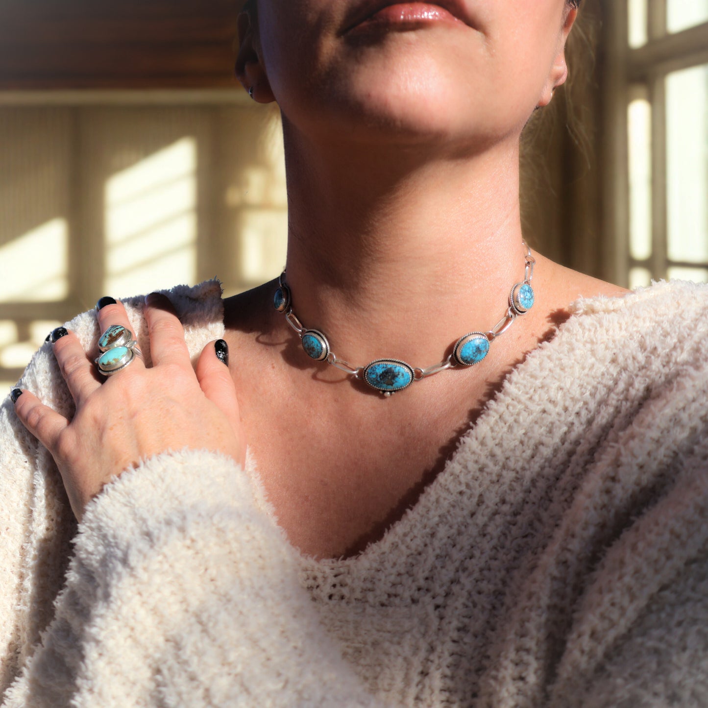 Turquoise Sterling Silver Choker Necklace