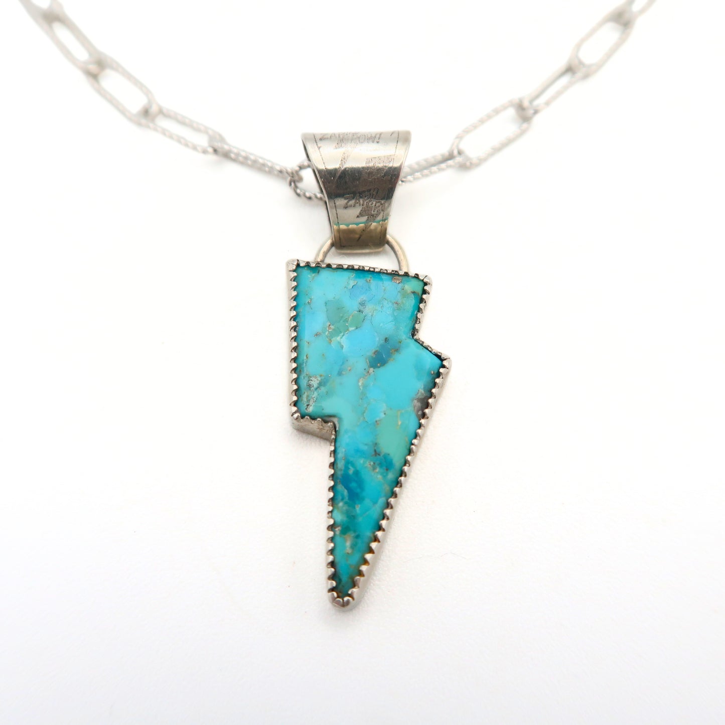Turquoise Sterling Silver Lightning Bolt Pendant