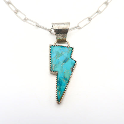 Turquoise Sterling Silver Lightning Bolt Pendant