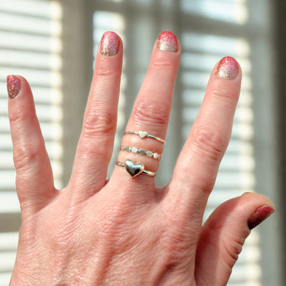 Puffy Heart Dainty Ring | Sterling Silver