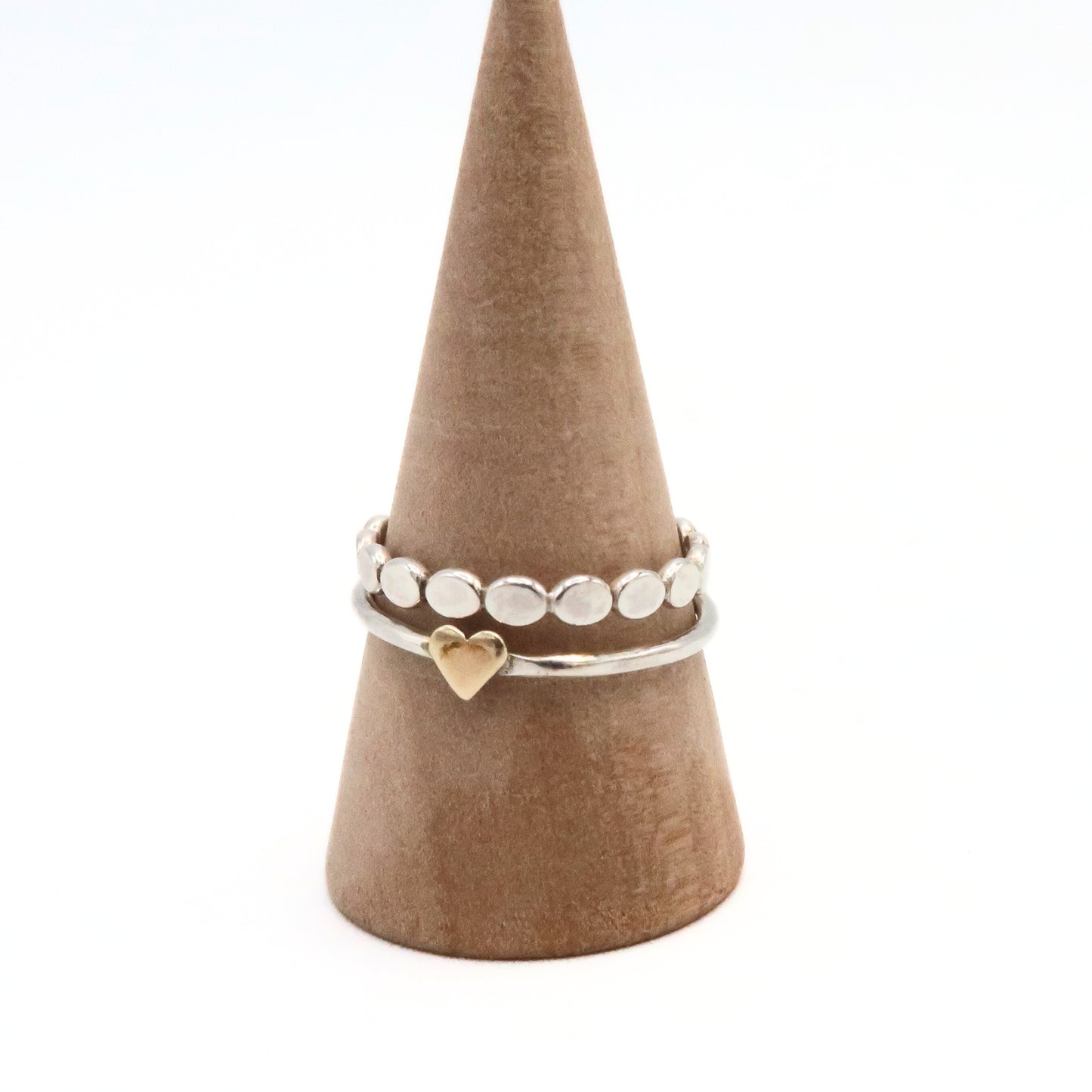 Mixed Metal Heart Stacking Ring | Sterling Silver -  Bronze