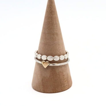 Mixed Metal Heart Stacking Ring | Sterling Silver -  Bronze