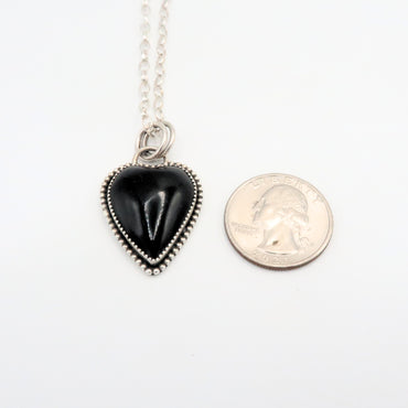 Obsidian Heart Pendant Necklace | Sterling Silver