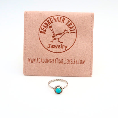 Turquoise and Sterling Silver Twisted Rope Ring