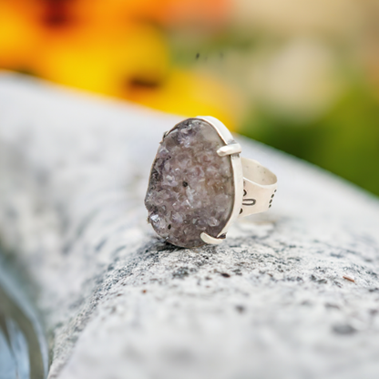 Amethyst Drusy Ring